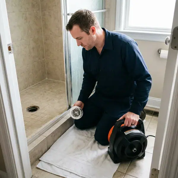 KFR Plumbing technician providing drain cleaning in Dubuque, IA
