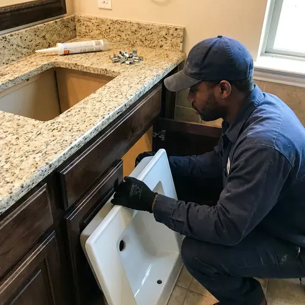 KFR Plumbing technician providing sink installation in Des Moines, IA