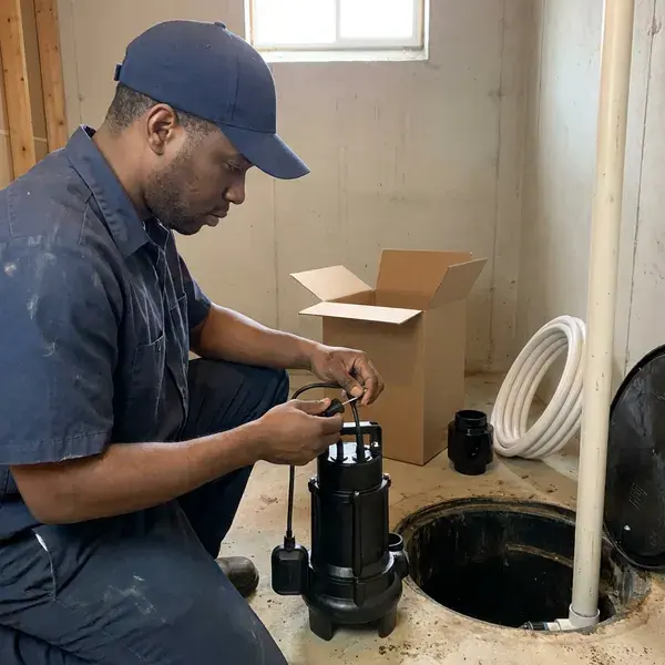KFR Plumbing technician providing sump pump installation in Des Moines, IA